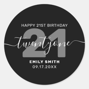 Sticker Rond Moderne Elégant 21e anniversaire
