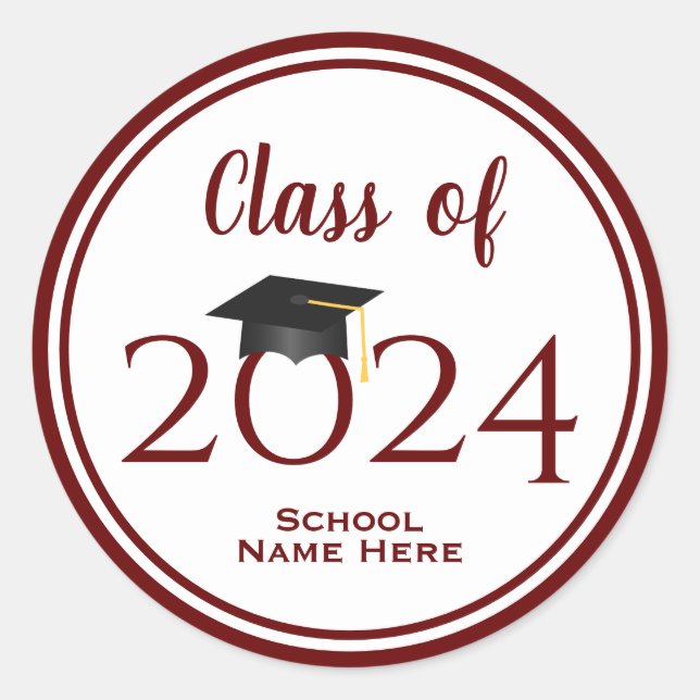 Sticker Rond Moderne Elégant Bourgogne Red Typographie Graduati (Devant)