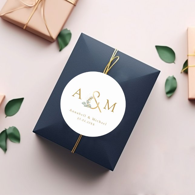 Sticker Rond Moderne, élégant eucalyptus esperluette  (Créateur téléchargé)