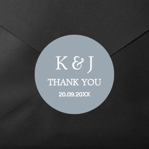 Sticker Rond Moderne Élégant Monogramme Merci Mariage Faveur