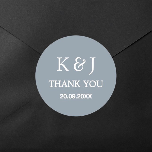 Sticker Rond Moderne Élégant Monogramme Merci Mariage Faveur (Créateur téléchargé)