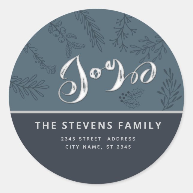 Sticker Rond Moderne élégante écriture joie hiver botanique cla (Devant)