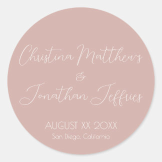 Sticker Rond Moderne et élégant Mariage rose Dusty