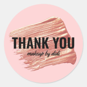 Sticker Rond Moderne et élégant rose en or rouge à lèvres maqui