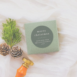 Sticker Rond Moderne et minimaliste Joyeux Noël Nom de famille