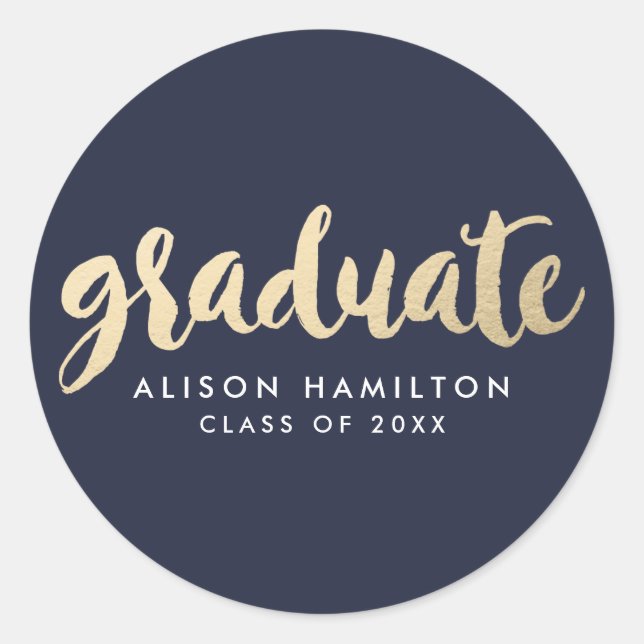 Sticker Rond Moderne Faux Gold Foil Graduation (Devant)