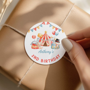 Sticker Rond Moderne Fête de Cirque Carnaval Fiesta Deuxième An