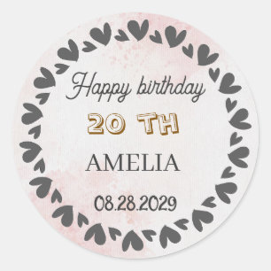 Sticker Rond Moderne Fleur Anniversaire   Élégant Dessin de Fle