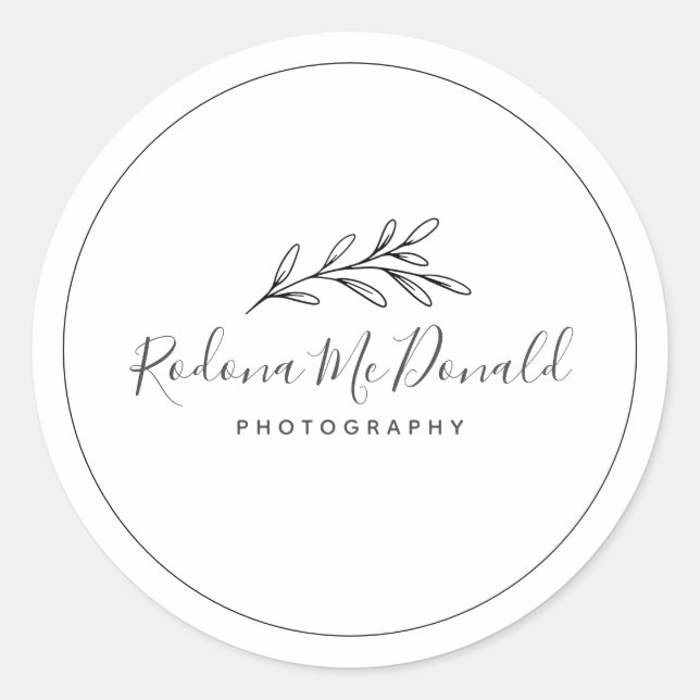 Sticker Rond Moderne Foliage Vert Professionnel (Devant)