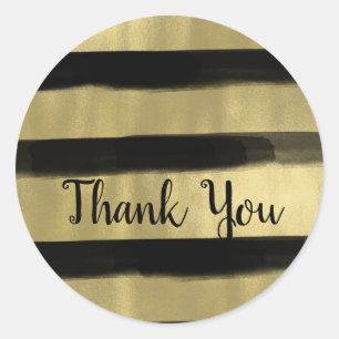 Sticker Rond Moderne Glam Noir & Or Peinture Rayure Bande