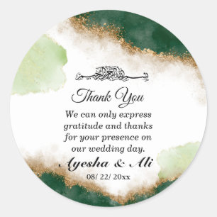 Sticker Rond Moderne Gold Green Agate mariage islamique