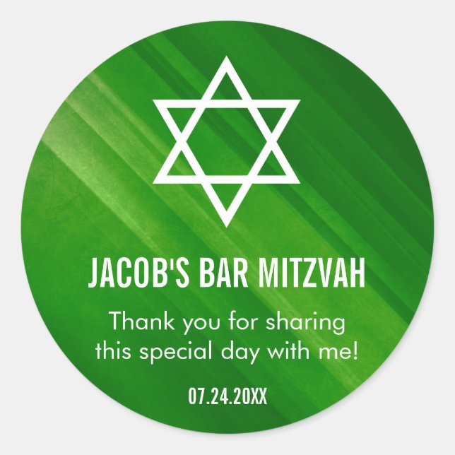 Sticker Rond Moderne Green Grunge Bar Mitzvah (Devant)