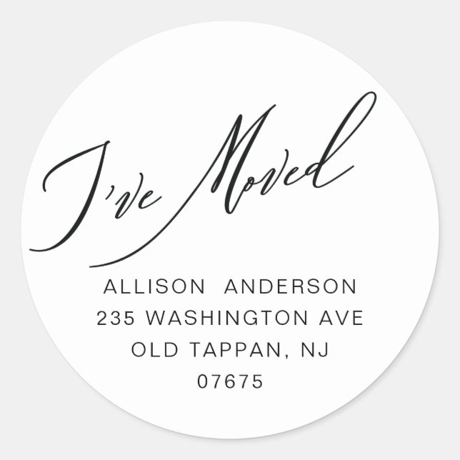 Sticker Rond Moderne J'ai déménagé Adresse de retour Classic Ro (Devant)