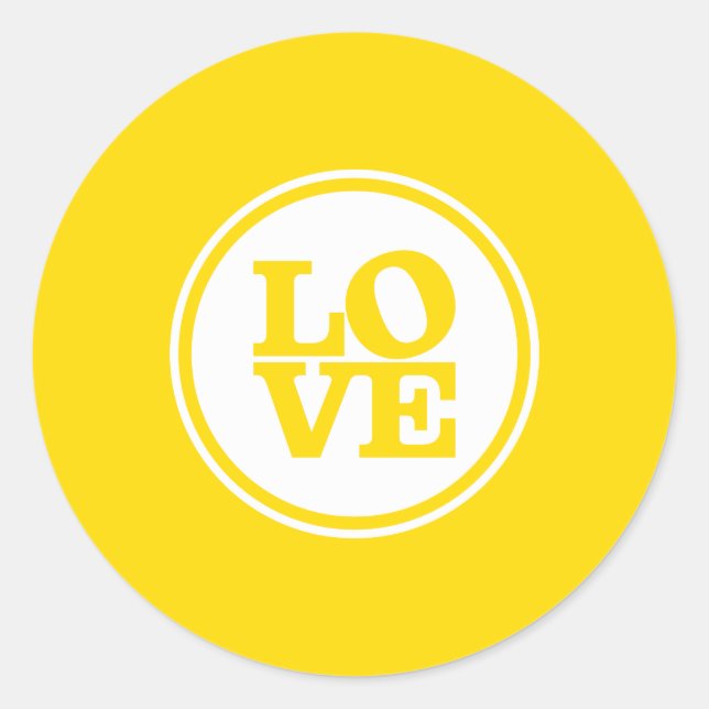 Sticker Rond MODERNE LOVE SEAL moderne tache typographie jaune (Devant)