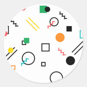 Sticker Rond Moderne, ludique, cool, tendance, Memphis géométri