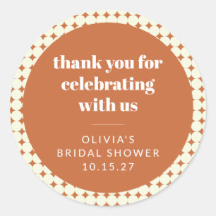Sticker Rond Moderne Merci de Mariage Personnalisé en Terre Cui