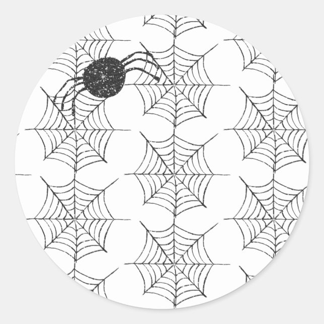 Sticker Rond Moderne mignonne Black White Spider Web Halloween (Devant)
