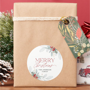 Sticker Rond Moderne minimal Joyeux Noël vert