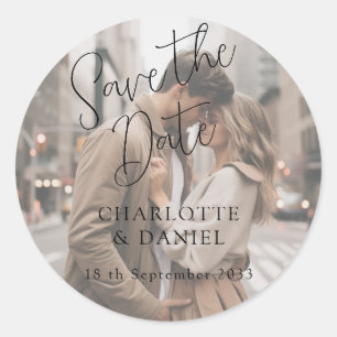 Sticker Rond Moderne, Minimal, Typographie, 1 Photo