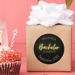 Sticker Rond Moderne minimaliste Black and Gold Bachelor Party