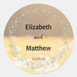 Sticker Rond Moderne minimaliste classique Fleurs mariage