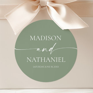 Sticker Rond Moderne minimaliste Élégant Sage Mariage vert