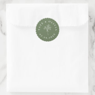 Sticker Rond Moderne minimaliste Mariage botanique Couple