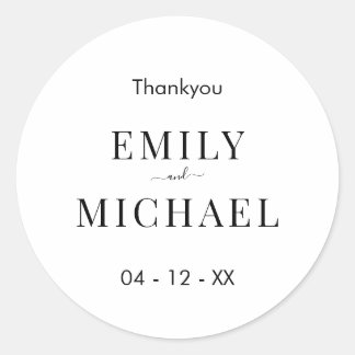 Sticker Rond Moderne minimaliste Mariage noir et blanc