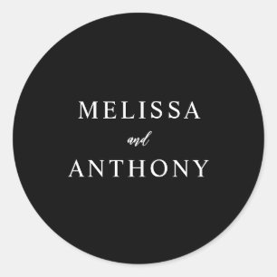 Sticker Rond Moderne minimaliste Mariage noir et blanc
