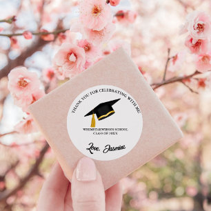 Sticker Rond Moderne minimaliste Merci Graduation party Favoris