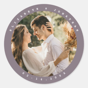 Sticker Rond Moderne minimaliste Taupe Gris Neutre Mariage phot