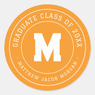 Sticker Rond Moderne Monogramme Diplômé Promotion 20XX Sur Mesu