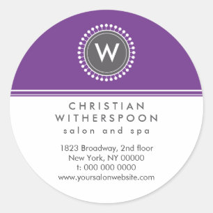 Sticker Rond Moderne Monogramme Violet esthétique
