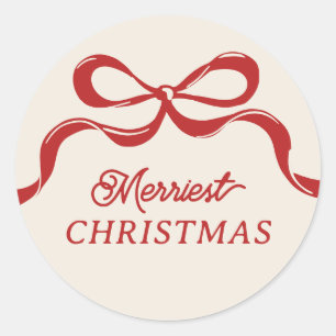 Sticker Rond Moderne Noël Tendance Rubans Rouges Fêtes