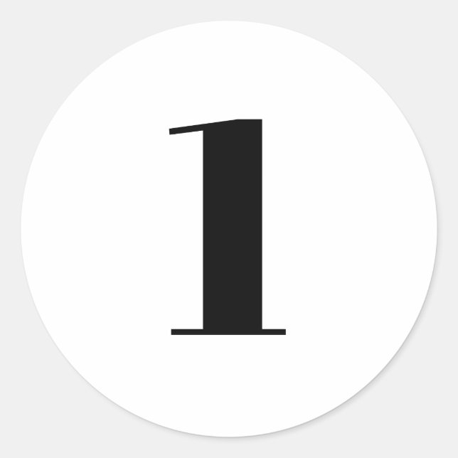 Sticker Rond moderne noir blanc personnalisé numéro âge initial (Devant)