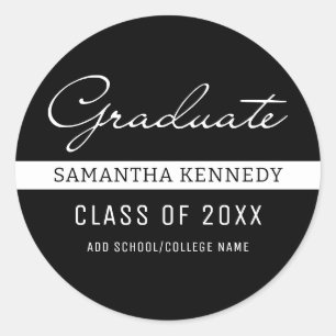 Sticker Rond Moderne Noir et Blanc 2025 Graduation