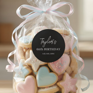 Sticker Rond Moderne Nom Date 60e Anniversaire