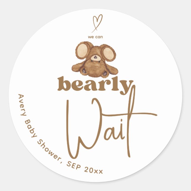 Sticker Rond Moderne nous pouvons attendre Baby shower (Devant)