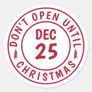 Sticker Rond Moderne N'Ouvre Pas Jusqu'Au Timbre De Noël
