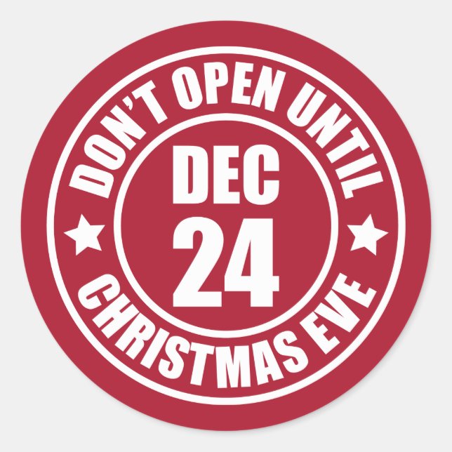 Sticker Rond Moderne N'Ouvre Pas Jusqu'Au Timbre De Noël (Devant)