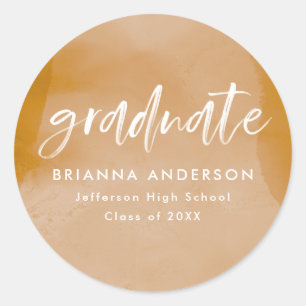 Sticker Rond Moderne Ochre Aquarelle Laver Graduation