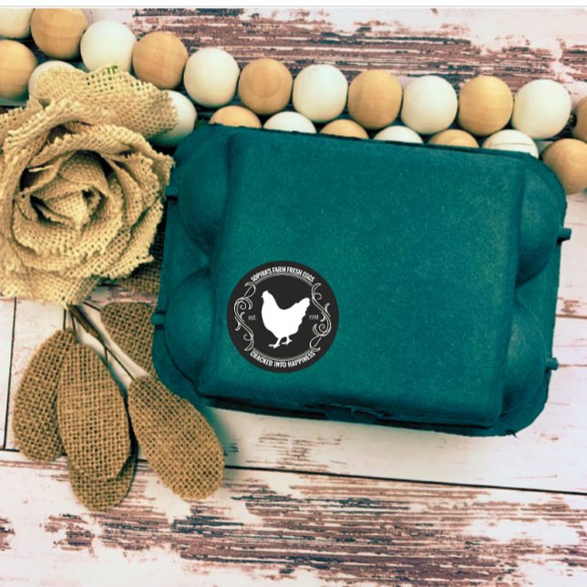 Sticker Rond Moderne Personnalisé Agritourisme Oeuf frais Nom d (modern personalized farm owner name egg round sticker)