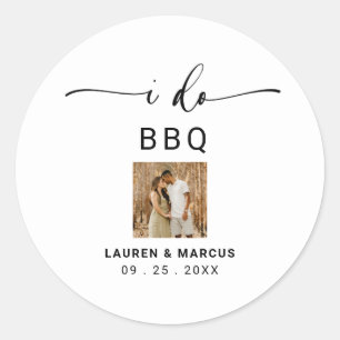 Sticker Rond Moderne Photo Rustique Je Dis BBQ 
