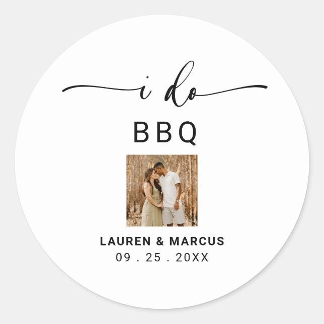 Sticker Rond Moderne Photo Rustique Je Dis BBQ  (Devant)