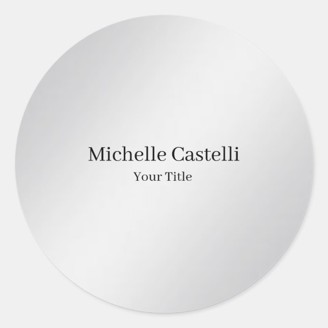 Sticker Rond Moderne professionnel unique gris métallique (Devant)