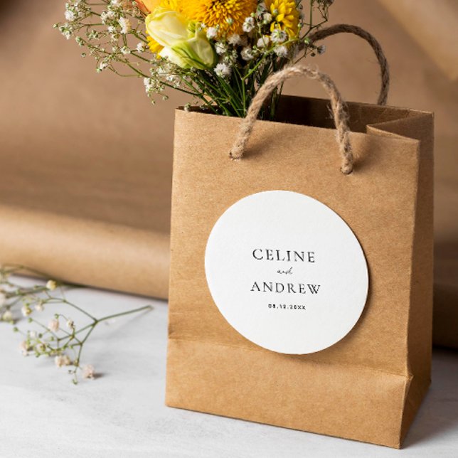 Sticker Rond Moderne Propre Mariage intemporel (Créateur téléchargé)