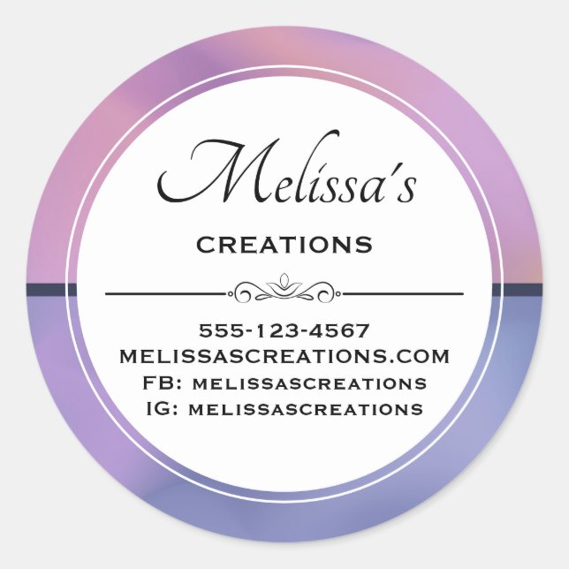 Sticker Rond Moderne Purple & Rose Swirling Entreprise Abstrait (Devant)