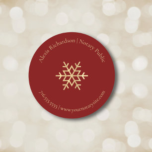 Sticker Rond Moderne Red Gold Snowflake Noir de vacances market