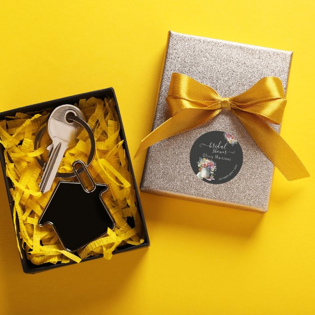 Sticker Rond Moderne Romantique Fleurs de Printemps Vase Fête d (Créateur téléchargé)