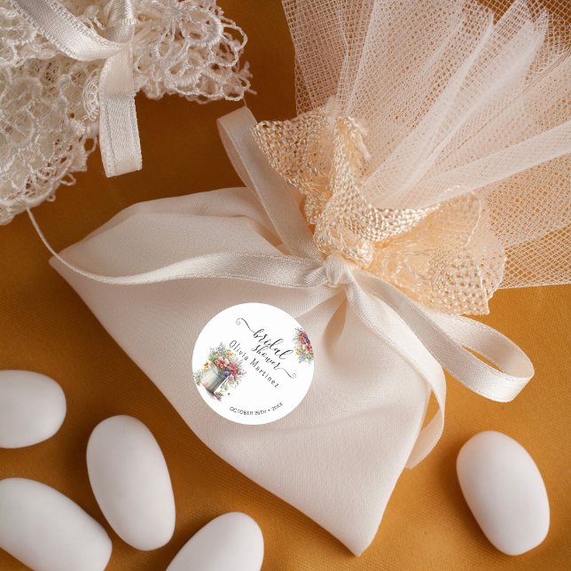 Sticker Rond Moderne Romantique Fleurs de Printemps Vase Fête d (Créateur téléchargé)